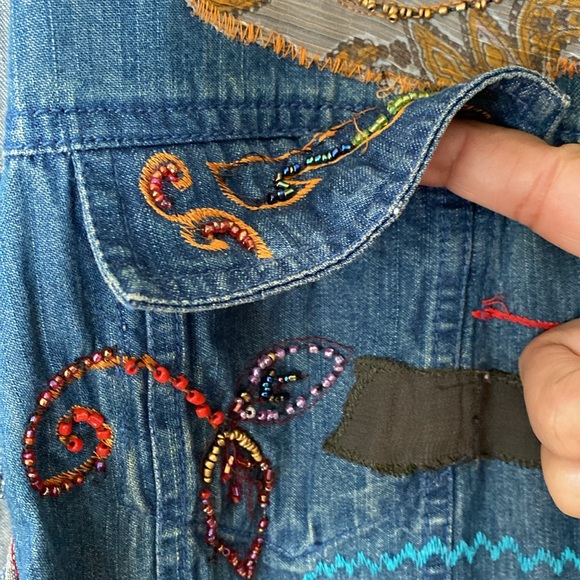 Women's Sz 2 Chicos embroidered embellished denim shacket jacket top - Picture 7 of 11